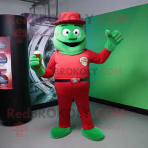 Red Green Beer mascot costume character dressed with a Bodysuit and Ties