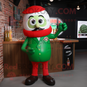 Red Green Beer mascot costume character dressed with a Bodysuit and Ties