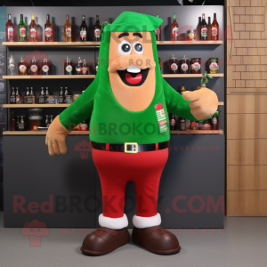 Red Green Beer mascot costume character dressed with a Bodysuit and Ties