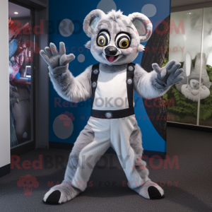 Silver Lemur maskot kostym...