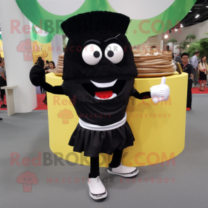 Black Pad Thai mascot costume character dressed with a Shorts and Shoe clips