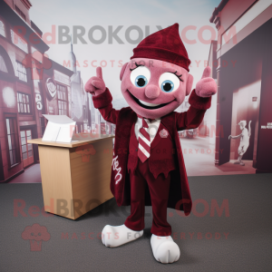 Maroon Tooth Fairy mascot costume character dressed with a Blazer and Scarves