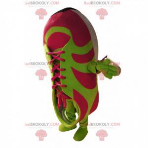 Fuchsia en groen basketbalmascotte. Basketbal pak -