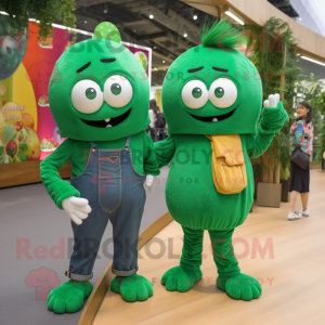 Forest Green Shakshuka mascot costume character dressed with a Boyfriend Jeans and Necklaces
