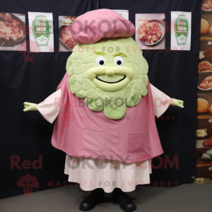 Pink Corned Beef And Cabbage mascot costume character dressed with a Poplin Shirt and Lapel pins