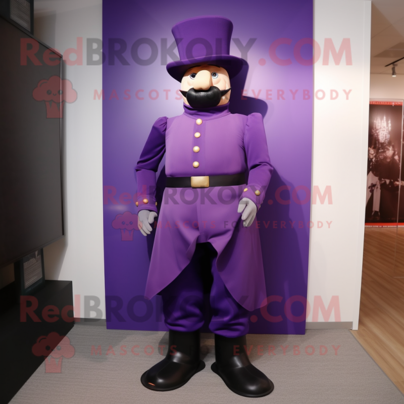 Purple Civil War Soldier mascot costume character dressed with a Trousers and Beanies