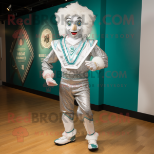 Silver Irish Dancing Shoes mascot costume character dressed with a Romper and Cummerbunds