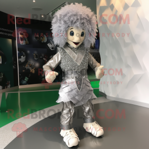 Silver Irish Dancing Shoes mascot costume character dressed with a Romper and Cummerbunds