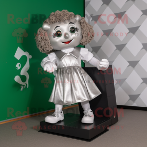 Silver Irish Dancing Shoes mascot costume character dressed with a Romper and Cummerbunds