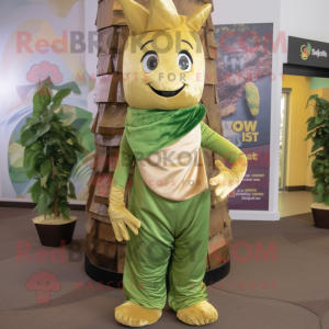 Gold Beanstalk mascot costume character dressed with a Tank Top and Scarves