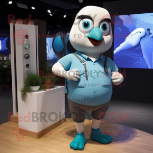 Cyan Dove maskot kostume...