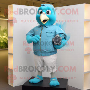 Cyan Dove maskot drakt...