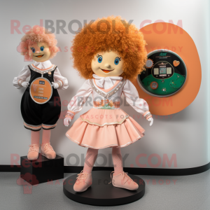 Peach Irish Dancer mascot costume character dressed with a Bodysuit and Coin purses