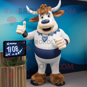 Navy Beef Stroganoff mascot costume character dressed with a Bikini and Smartwatches