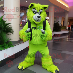 Lime Green Werewolf maskot...