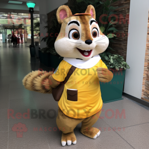 Magenta Chipmunk mascot costume character dressed with a Capri