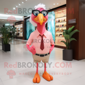 Peach Flamingo maskot drakt...