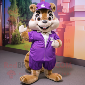 Blue Chipmunk mascot costume character dressed with a Jacket and Sunglasses