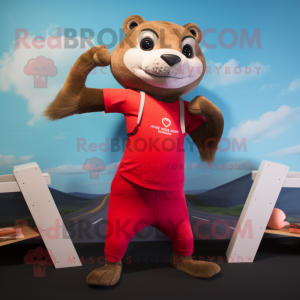 Red Otter maskot kostume...