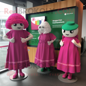 Magenta Irish Flag mascot costume character dressed with a Shift Dress and Cufflinks