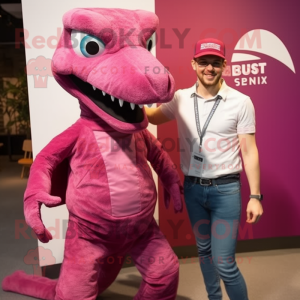 Magenta Velociraptor maskot...