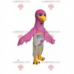 Mascotte roze adelaar met een intense uitstraling. Roze adelaar