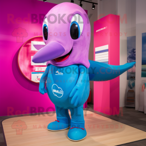 Magenta Blue Whale mascotte...