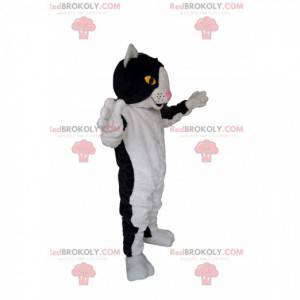 Zwart-witte kat mascotte. Zwart-wit kattenkostuum -