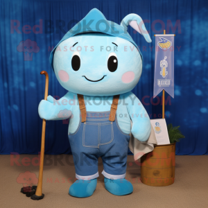 Sky Blue Narwhal maskot...