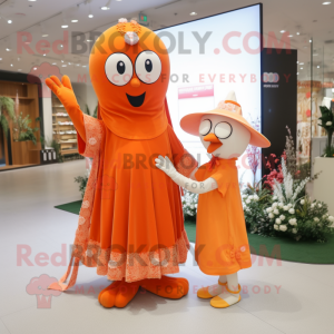 Orange Engagement Ring mascot costume character dressed with a Romper and Shawls
