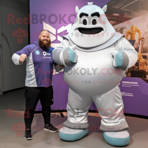 Sølv Strongman maskot drakt...