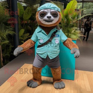 Teal Sloth maskotdräkt...