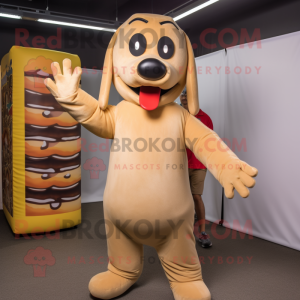 Tan Hot Dogs maskot kostume...