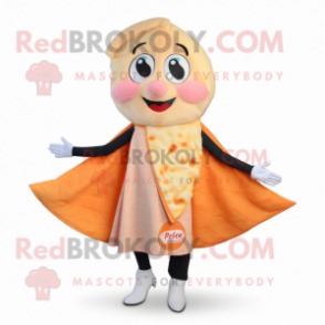 Peach Pizza Slice mascot costume character dressed with a Culottes and Scarves