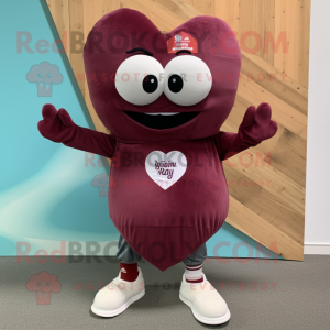 Maroon Heart maskot kostume...