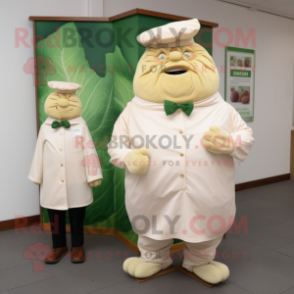 Beige Corned Beef And Cabbage mascot costume character dressed with a Poplin Shirt and Cufflinks