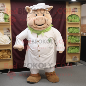 Beige Corned Beef And Cabbage mascot costume character dressed with a Poplin Shirt and Cufflinks