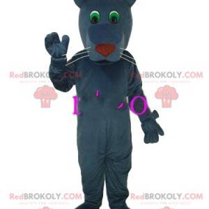 Grijze panter mascotte met mooie groene ogen. Panther kostuum -