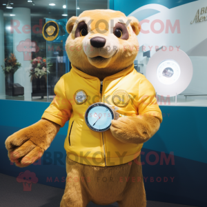 Gold Otter maskot kostume...