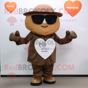 Brown Heart mascot costume character dressed with a Midi Dress and Sunglasses