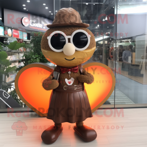 Brown Heart mascot costume character dressed with a Midi Dress and Sunglasses