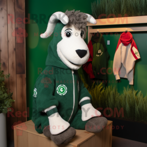 Forest Green Horseshoe mascot costume character dressed with a Sweater and Earrings