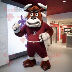 Maroon Beef Stroganoff mascot costume character dressed with a Rash Guard and Earrings