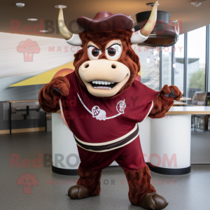 Maroon Beef Stroganoff mascot costume character dressed with a Rash Guard and Earrings