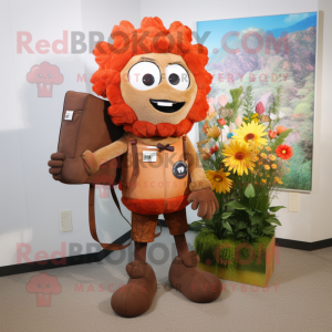 Rust Bouquet Of Flowers mascot costume character dressed with a Graphic Tee and Wallets