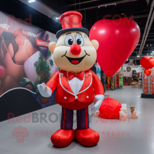 Red Heart Shaped Balloons mascot costume character dressed with a Waistcoat and Bracelet watches