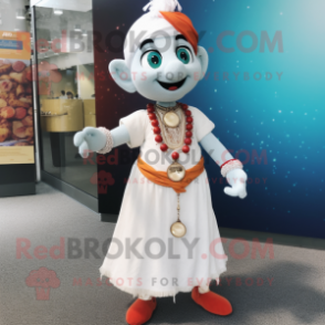 White Tikka Masala mascot costume character dressed with a Culottes and Necklaces