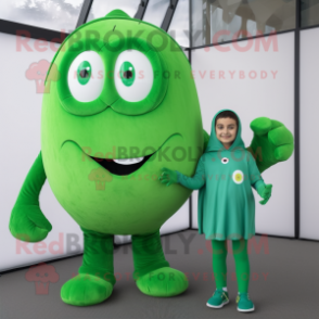 Green Moussaka mascot costume character dressed with a Bodysuit and Watches