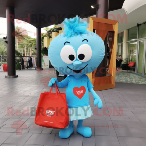 Sky Blue Heart maskot drakt...