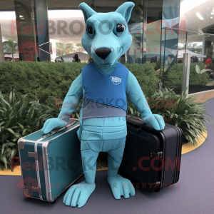 Cyan Dingo maskot kostume...